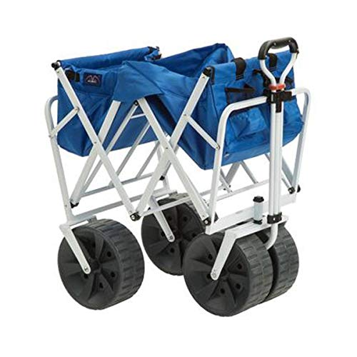 Mac Sports Heavy Duty Collapsible Folding All Terrain Utility Beach Wagon Cart, Blue/White