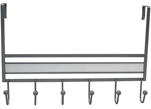 DecoBros Over The Door 6 Hook Organizer Rack - Silver