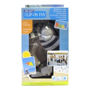 Dreambaby Portable Clip-on Baby Stroller Fan - with Soft Foam Fins - Perfect for Strollers, Cribs, Wheelchairs, Beach, Camping & Pool - Silver/Black - Model T02