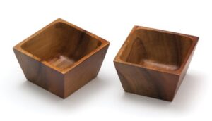 lipper international acacia wood square salt pinch or serving bowls, 3" x 3" x 2-1/2", set of 2
