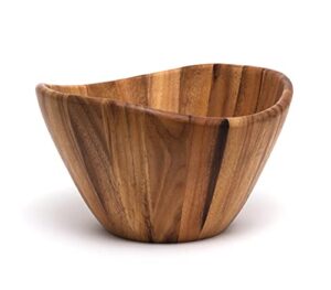 lipper international acacia wave serving bowl for fruits or salads, large, 12" diameter x 7" height, single bowl