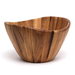 Lipper International Acacia Wave Serving Bowl for Fruits or Salads, Large, 12" Diameter x 7" Height, Single Bowl