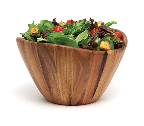 Lipper International Acacia Wave Serving Bowl for Fruits or Salads, Large, 12" Diameter x 7" Height, Single Bowl