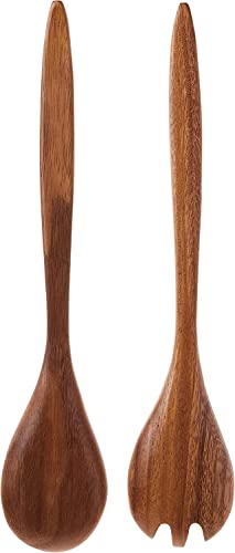 Lipper International Acacia Oblong Salad Servers, 12" Long, One Pair