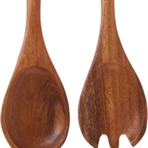 Lipper International Acacia Oblong Salad Servers, 12" Long, One Pair