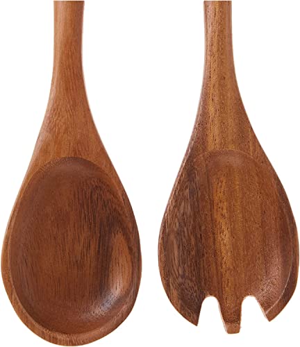 Lipper International Acacia Oblong Salad Servers, 12" Long, One Pair