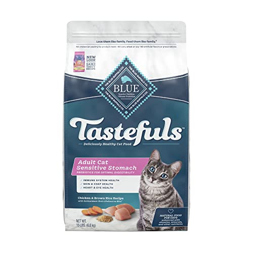 Blue Buffalo Tastefuls Sensitive Stomach Natural Adult Dry Cat Food, Chicken 15lb bag