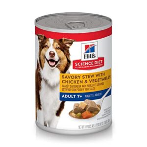hill's science diet senior 7+ wet dog food, savory stew with chicken & vegetables, 12.8 oz. cans, 12-pack