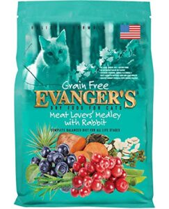 evanger's grain-free meat lover's medley with rabbit dry cat food