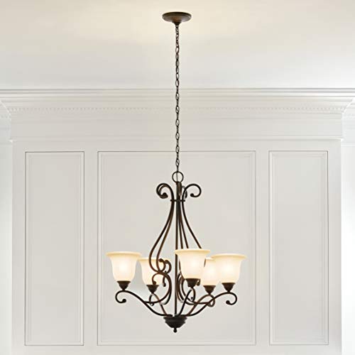 Kichler Camerena 31.25" 5 Light Chandelier with White Scavo with Light Umber Inside Tint Olde Bronze®