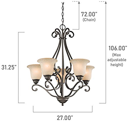 Kichler Camerena 31.25" 5 Light Chandelier with White Scavo with Light Umber Inside Tint Olde Bronze®