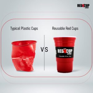 Red Cup Living 32 Oz Reusable Party Cup, Glass & Tumbler |Party Cups Ideal for Kids & Adults | Reusable Drinking Supplies for Birthday Party, Camping, Travel Outdoors |Durable & Unbreakable, BPA Free