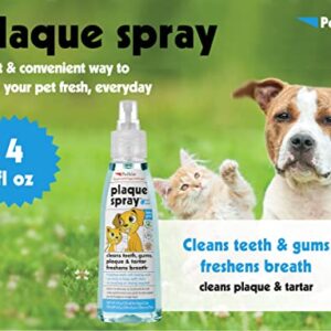 Petkin Plaque Spray, Cool Mint, 4 Fl Oz – Cleans Teeth & Gums, Removes Plaque & Tartar, Freshens Breath & Whitens Teeth with Baking Soda - Ideal Cat & Dog Dental Spray with No Brushing or Rinsing