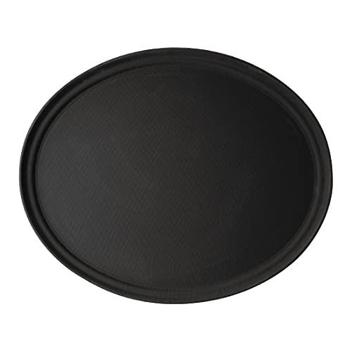 Cambro 2700CT110 Camtread Oval Server Tray, Black, 27" x 22", Case of 6