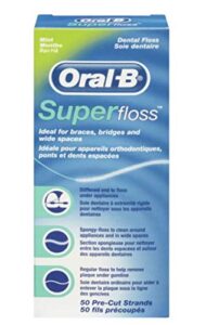 oral-b super floss mint dental floss for braces bridges - 50 strips ( packs 3 )