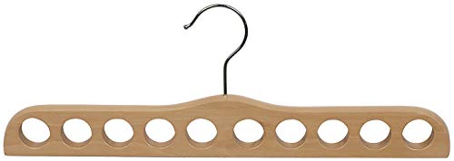 Natural Finish Wood Scarf Hanger with 10 Holes and Chrome Hardware in 17 1/2" Length X 3/4" Thick, 1 Hanger