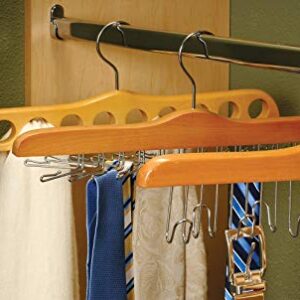 Natural Finish Wood Scarf Hanger with 10 Holes and Chrome Hardware in 17 1/2" Length X 3/4" Thick, 1 Hanger