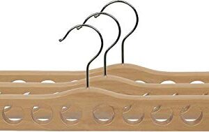 Natural Finish Wood Scarf Hanger with 10 Holes and Chrome Hardware in 17 1/2" Length X 3/4" Thick, 1 Hanger