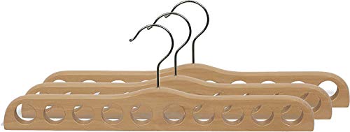 Natural Finish Wood Scarf Hanger with 10 Holes and Chrome Hardware in 17 1/2" Length X 3/4" Thick, 1 Hanger