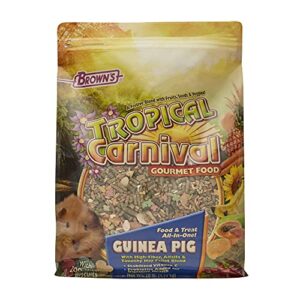 f.m. brown's tropical carnival gourmet guinea pig food with alfalfa and timothy hay pellets - vitamin-nutrient fortified daily diet - 10 lb