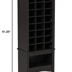 Prepac 24 pair Shoe Storage Rack with bottom shelf, Black