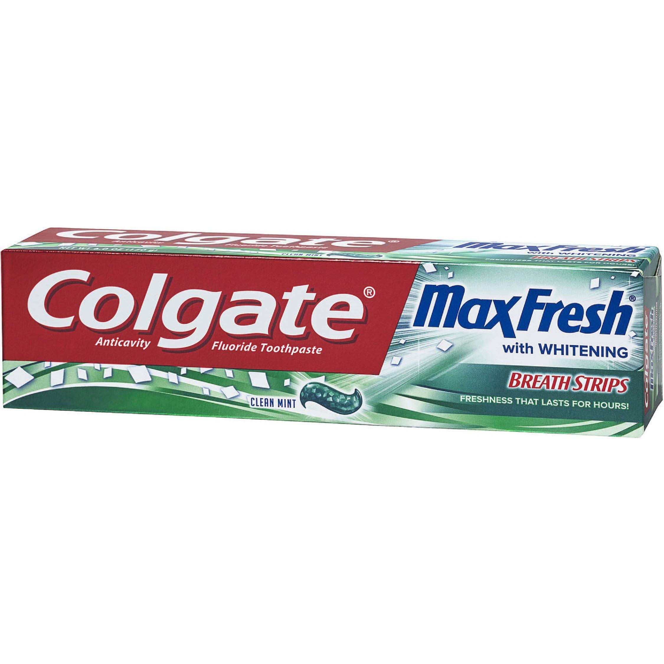 Colgate Toothpaste with Mini Breath Strips, Clean Mint-6 Ounces-3 Pack