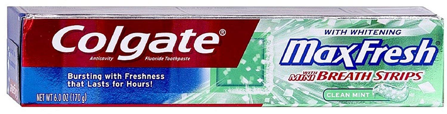 Colgate Toothpaste with Mini Breath Strips, Clean Mint-6 Ounces-3 Pack