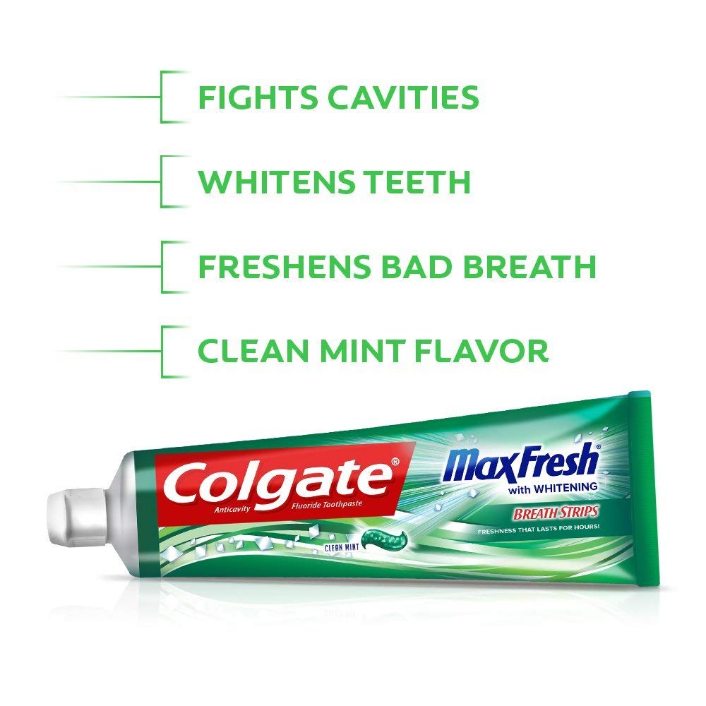 Colgate Toothpaste with Mini Breath Strips, Clean Mint-6 Ounces-3 Pack