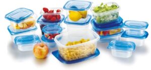 34 piece plastic food container set - 17 plastic storage containers with air tight lids
