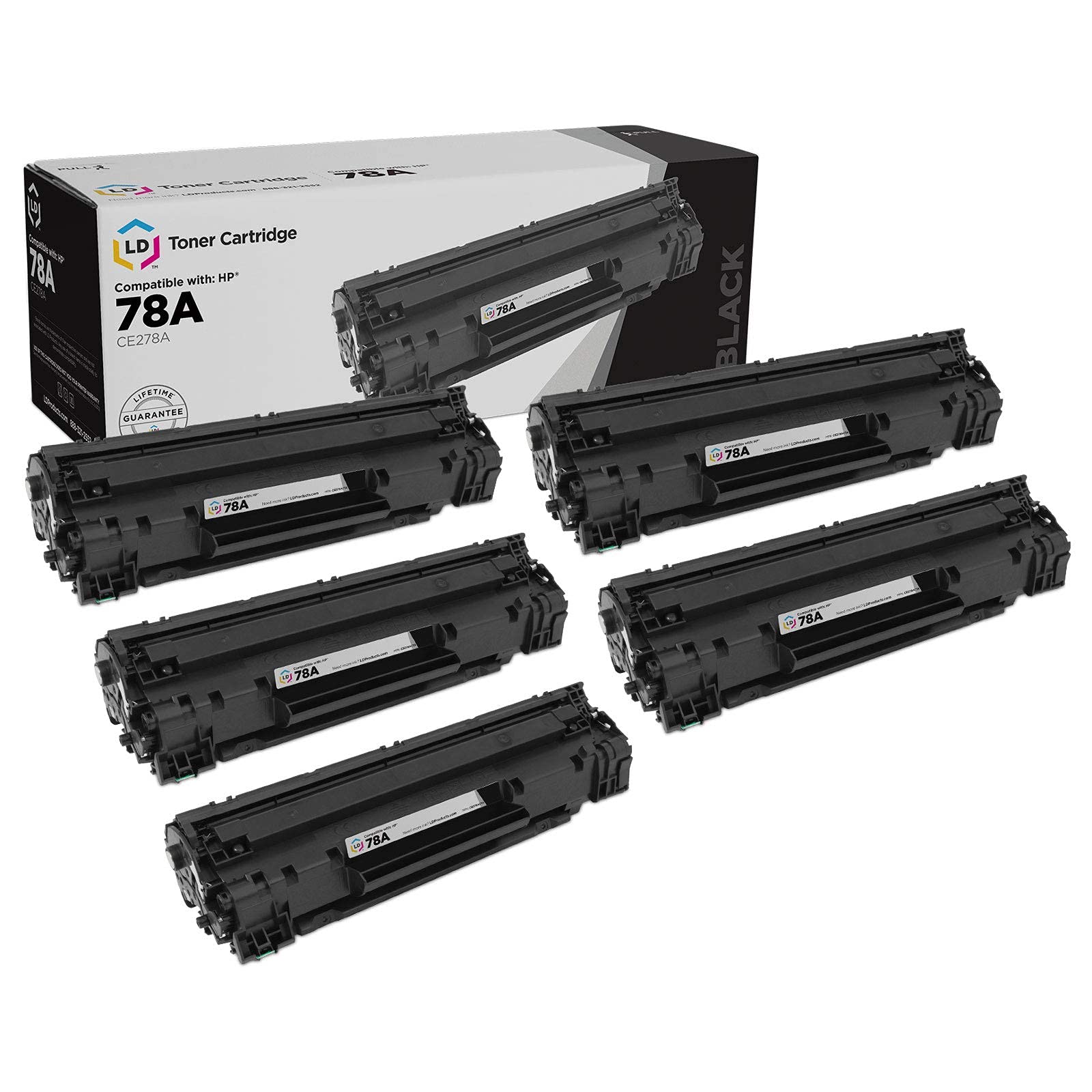 LD Compatible Toner Cartridge Replacements for HP 78A CE278A (Black, 5-Pack)