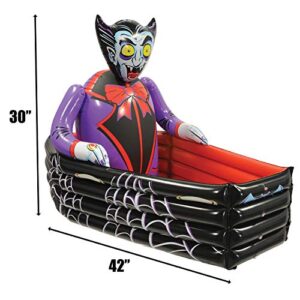 Beistle 30" x 3' 6" Inflatable Vampire And Coffin Happy Halloween Drink Cooler Party Beverage Holder, Holds Approx. 48 12-Ounce Cans, Multicolor