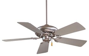 minka-aire f563-bs supra 44 inch pull chain ceiling fan in brushed steel finish