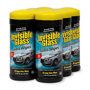 invisible glass 90166-6pk lint-free and ammonia-free large glass cleaning wipes are tint safe enjoy streak free windows, mirrors, and glass for home and auto, pack of 6