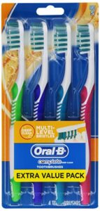 oral-b complete deep clean soft bristles toothbrush, 4 count, colors may vary