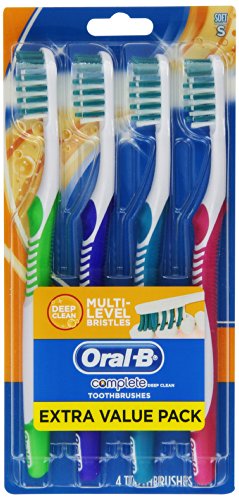 Oral-B Complete Deep Clean Soft Bristles Toothbrush, 4 Count, Colors May Vary