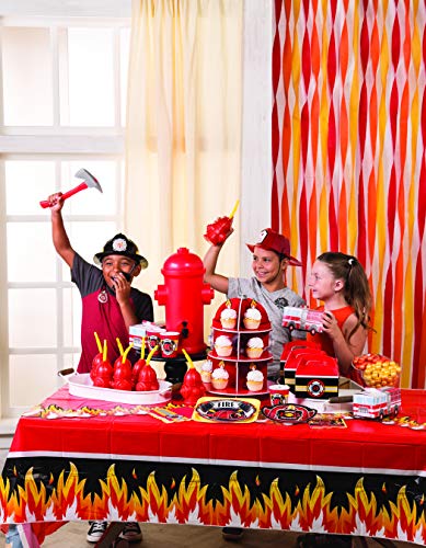 Fun Express Fire Hydrant Cupcake/Dessert Holder (3 Tiers) | Fire Truck | Fireman | Fire Fighter | Themed Birthday Party Supplies & Decor | Fire Department Event