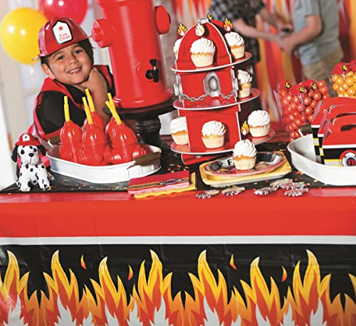 Fun Express Fire Hydrant Cupcake/Dessert Holder (3 Tiers) | Fire Truck | Fireman | Fire Fighter | Themed Birthday Party Supplies & Decor | Fire Department Event