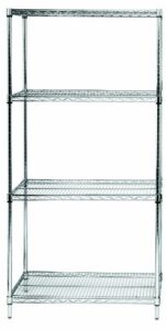 quantum storage systems wr74-1236c starter kit for 74' high 4-tier wire shelving unit, chrome finish, 12' width x 36' length x 74' height