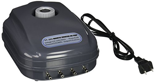 SUN YT-304 18 LPM Aquarium Air Pump with 4 Outlets, 8.5W, 120 Gallon Grey