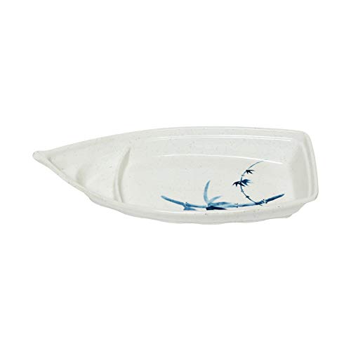 Thunder Group Blue bamboo melamine dinnerware collection 22 oz, 12" x 5 1/2" sushi boat (m), comes in dozen