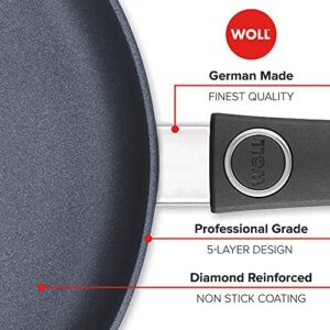 Woll Diamond Lite Diamond Reinforced Non-stick, Anti-Corrosion, Cut-Resistant, Light Weight Fry Pan with Clear Lid, 12.5-Inch, Made in Germany