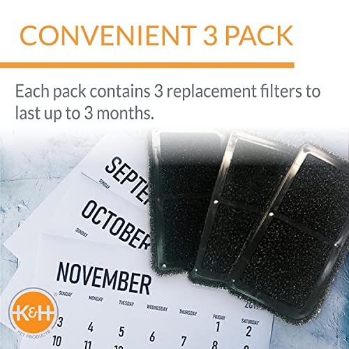 K&H Pet Products CleanFlow Filtered Pet Water Bowl Replacement Filter Black Large 3 pack