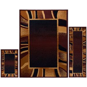 home dynamix konya contemporary modern area rug 3 piece set border brown beige black
