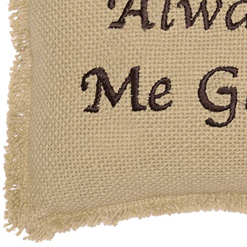 VHC Brands 6166 Burlap Natural Always Kiss Me Goodnight 7" x 13" Pillow