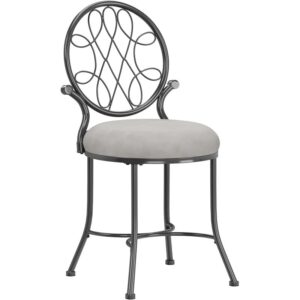 hillsdale o'malley vanity stool with spiral pattern design, metallic gray