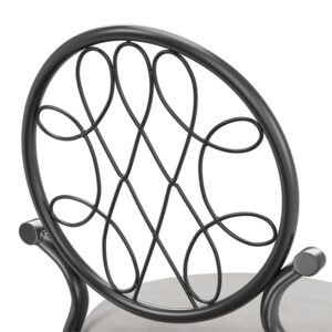 Hillsdale O'Malley Vanity Stool with Spiral Pattern Design, Metallic Gray