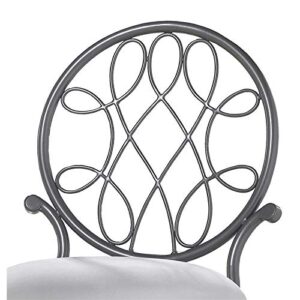 Hillsdale O'Malley Vanity Stool with Spiral Pattern Design, Metallic Gray