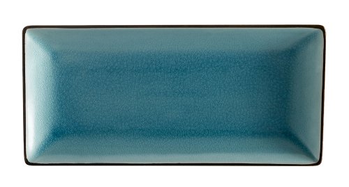 CAC China Japanese Style 11-1/2-Inch by 6-1/2-Inch Lake Water Blue Rectangular Platter, Box of 12