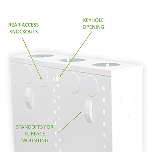 Legrand - OnQ 12 Inch Structured Media Enclosure, Wall Cable Management to Organize All System Devices, Home Networking Panel with 2.5 Inch Openings To Pull Wires Through, Media Box, White, EN1200