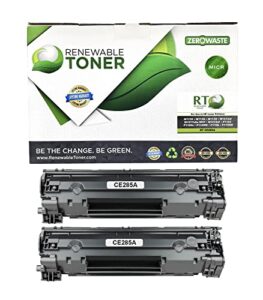 renewable toner compatible micr toner cartridge replacement for hp 85a ce285a laser printers m1132 m1138 m1139 m1212 m1217 mfp p1102 p1106 p1109 (black, 2 pack)